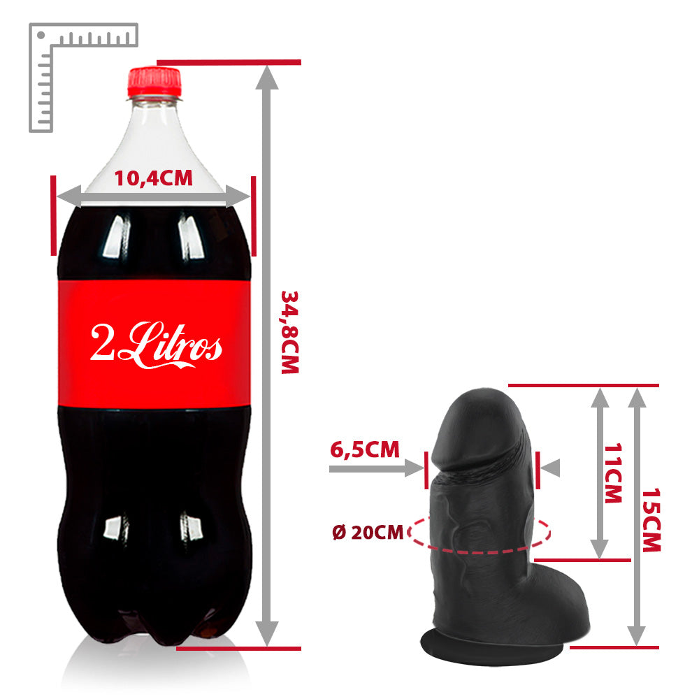 MOZINHO - FLEXIBLE REALISTIC PENIS WITH SCROTUM AND SUCTION CUP - BLACK - 15 X 6.5 CM