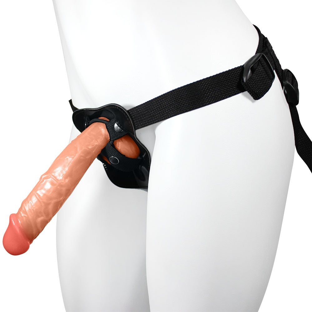 APOLO - ADJUSTABLE STRAP-ON WITH REALISTIC PENIS - BEIGE - 20.5 X 4.5 CM