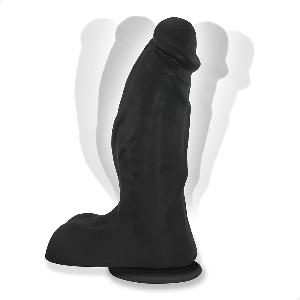 CORAGEM - GIANT THICK FLEXIBLE REALISTIC PENIS WITH SCROTUM AND SUCTION CUP - BLACK - 27.5 X 7.8 CM