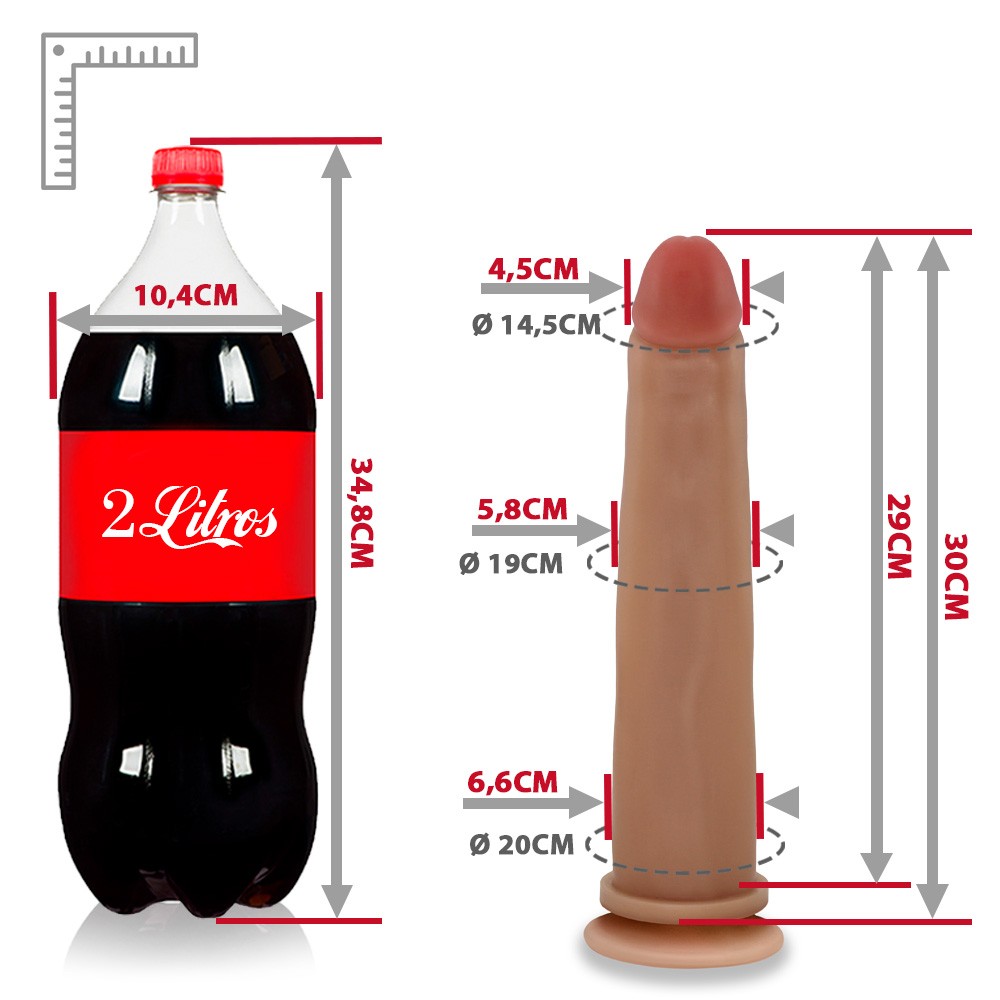COMPRIDO - GIANT THICK FLEXIBLE REALISTIC PENIS WITH SUCTION CUP - BEIGE - 30 X 5.8 CM