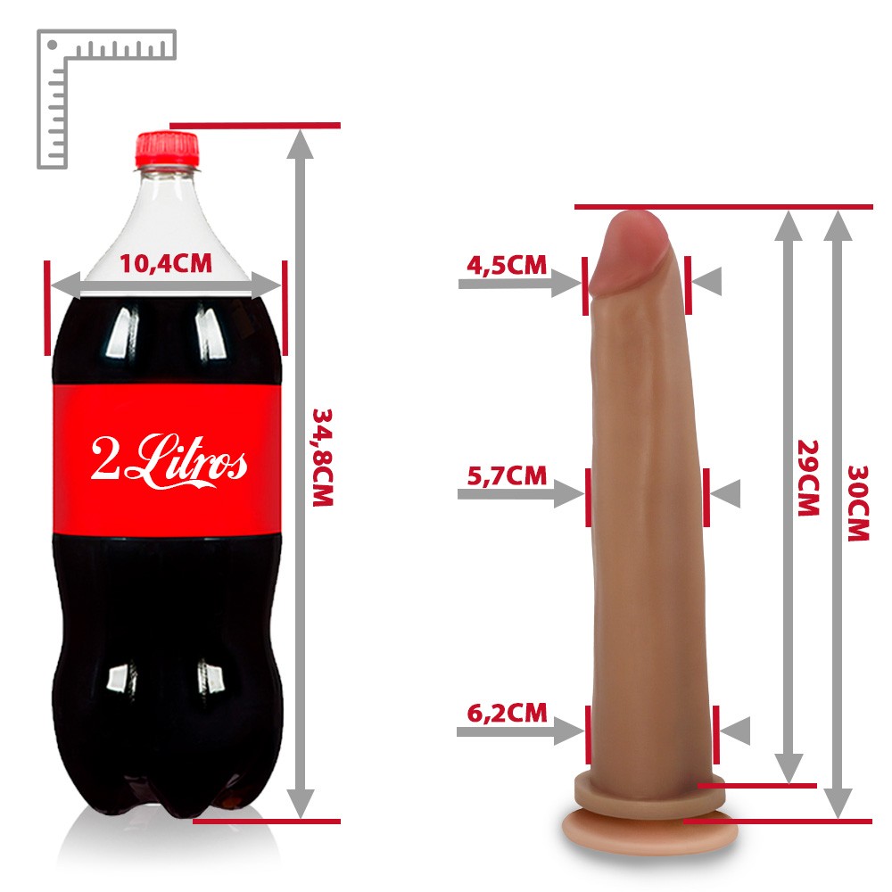 COMPRIDO - GIANT THICK FLEXIBLE REALISTIC PENIS WITH SUCTION CUP - BEIGE - 30 X 5.8 CM
