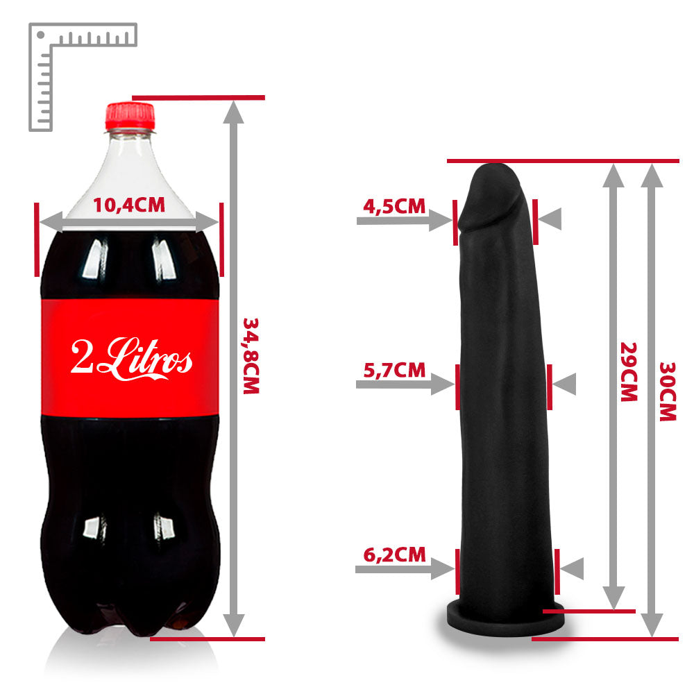 COMPRIDO - GIANT THICK FLEXIBLE REALISTIC PENIS - BLACK - 30 X 5.8 CM