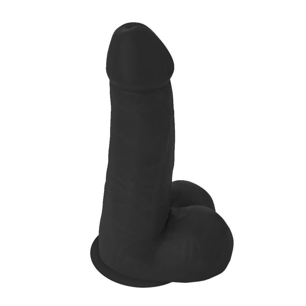 PODEROSO - GIANT THICK FLEXIBLE PENIS WITH SCROTUM AND SUCTION CUP - BLACK - 32 X 10 CM