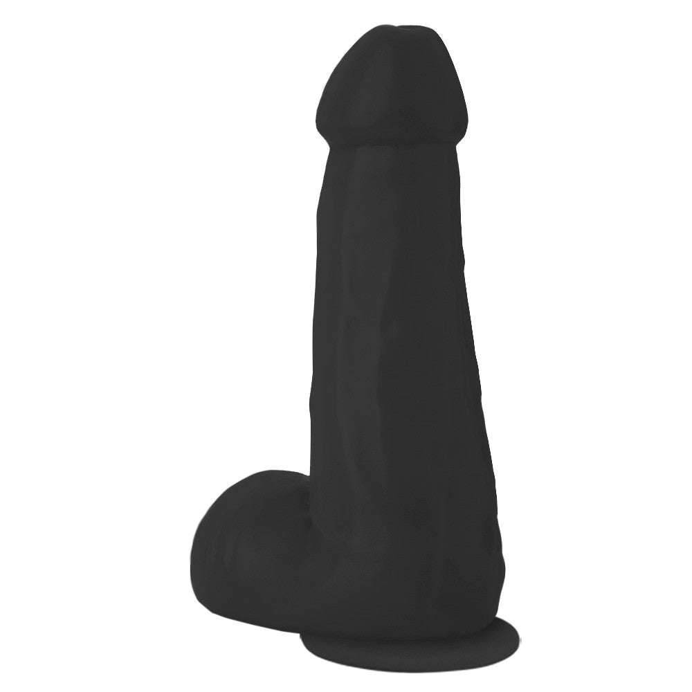 PODEROSO - GIANT THICK FLEXIBLE PENIS WITH SCROTUM AND SUCTION CUP - BLACK - 32 X 10 CM
