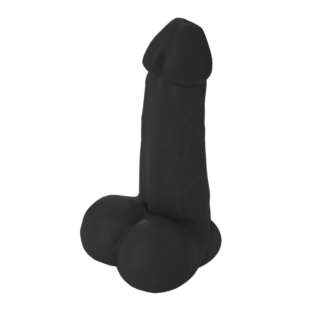 PODEROSO - GIANT THICK FLEXIBLE PENIS WITH SCROTUM AND SUCTION CUP - BLACK - 32 X 10 CM