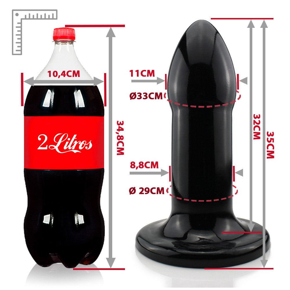 ATLAS - GIANT FLEXIBLE ANAL PLUG - GLOSSY BLACK - 35 X 11 CM