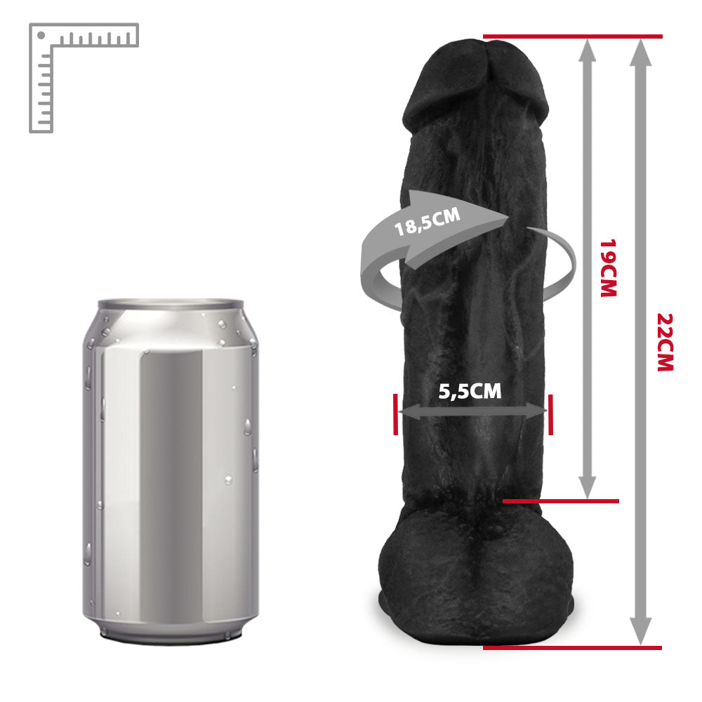 KING KONG - FLEXIBLE REALISTIC PENIS WITH SCROTUM AND SUCTION CUP - BLACK - 22 x 5.5 CM