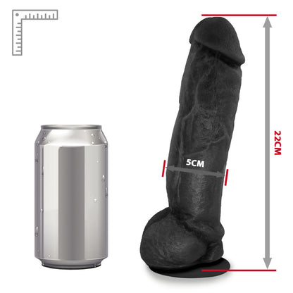 KING KONG - FLEXIBLE REALISTIC PENIS WITH SCROTUM AND SUCTION CUP - BLACK - 22 x 5.5 CM