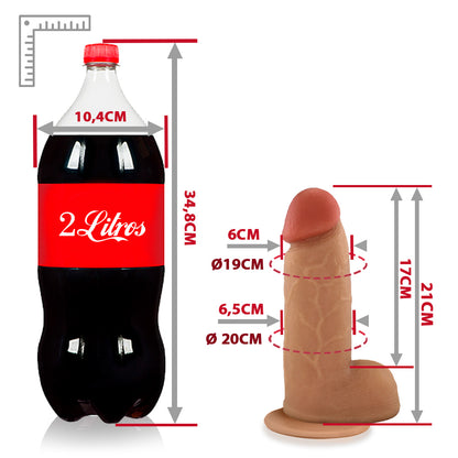 BONITÃO - FLEXIBLE REALISTIC PENIS WITH SCROTUM AND SUCTION CUP - BEIGE - 21 X 6.5 CM