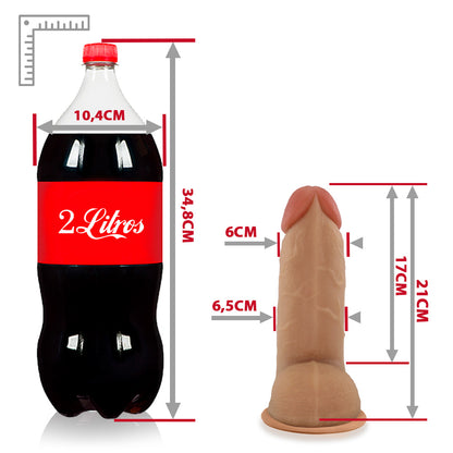 BONITÃO - FLEXIBLE REALISTIC PENIS WITH SCROTUM AND SUCTION CUP - BEIGE - 21 X 6.5 CM