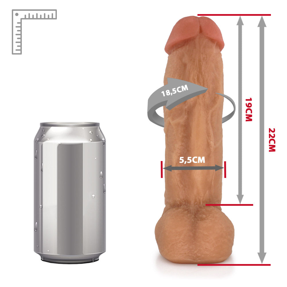 KING KONG - FLEXIBLE REALISTIC PENIS WITH SCROTUM - BEIGE - 22 X 5.5 CM