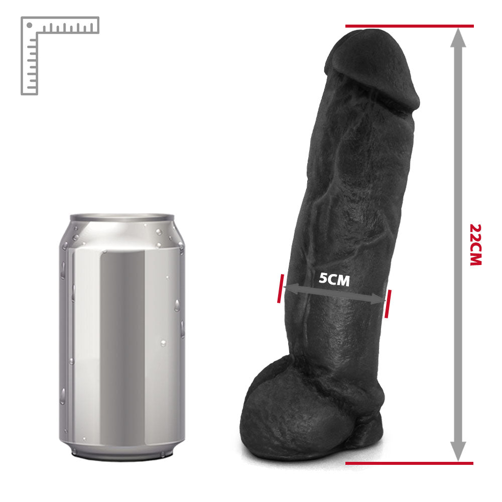 KING KONG - FLEXIBLE REALISTIC PENIS WITH SCROTUM - BLACK - 22 X 5.5 CM