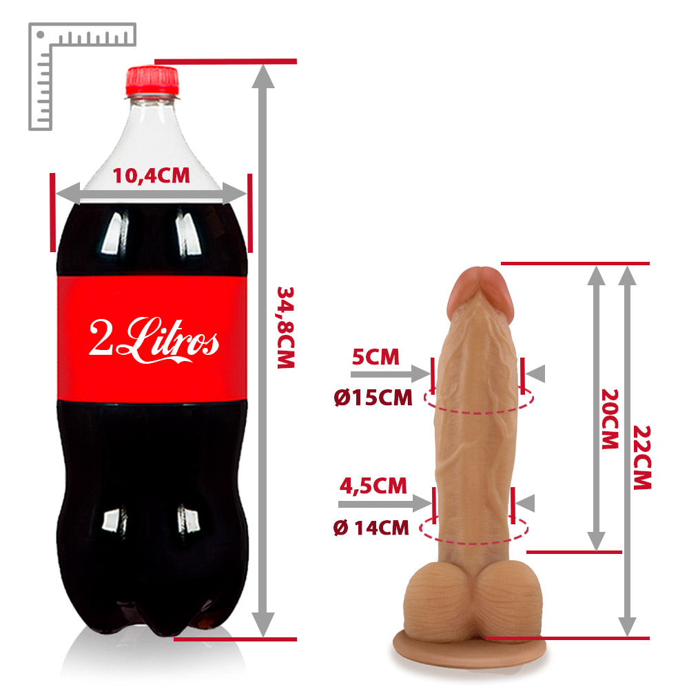 QUERIDÃO - FLEXIBLE REALISTIC PENIS WITH SCROTUM AND SUCTION CUP - BEIGE - 22 X 5 CM