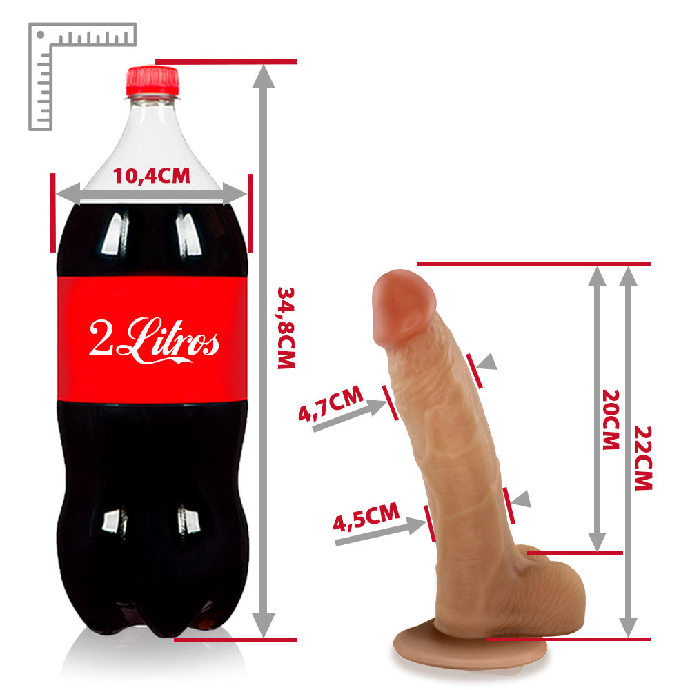 QUERIDÃO - FLEXIBLE REALISTIC PENIS WITH SCROTUM AND SUCTION CUP - BEIGE - 22 X 5 CM