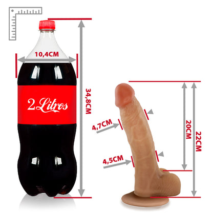 QUERIDÃO - FLEXIBLE REALISTIC PENIS WITH SCROTUM AND SUCTION CUP - BEIGE - 22 X 5 CM