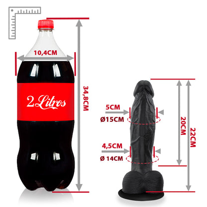 QUERIDÃO - FLEXIBLE REALISTIC PENIS WITH SCROTUM AND SUCTION CUP - BLACK - 22 X 5 CM