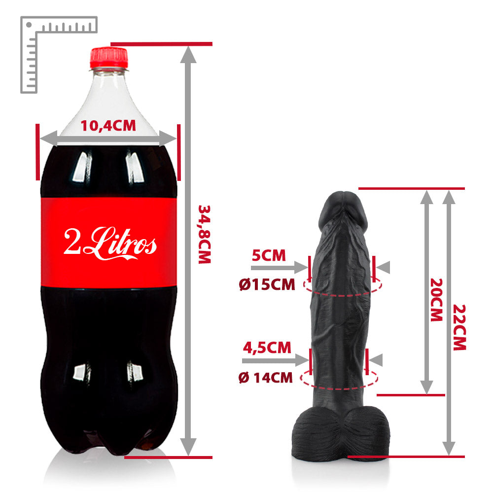 QUERIDÃO - FLEXIBLE REALISTIC PENIS WITH SCROTUM - BLACK - 22 X 5 CM