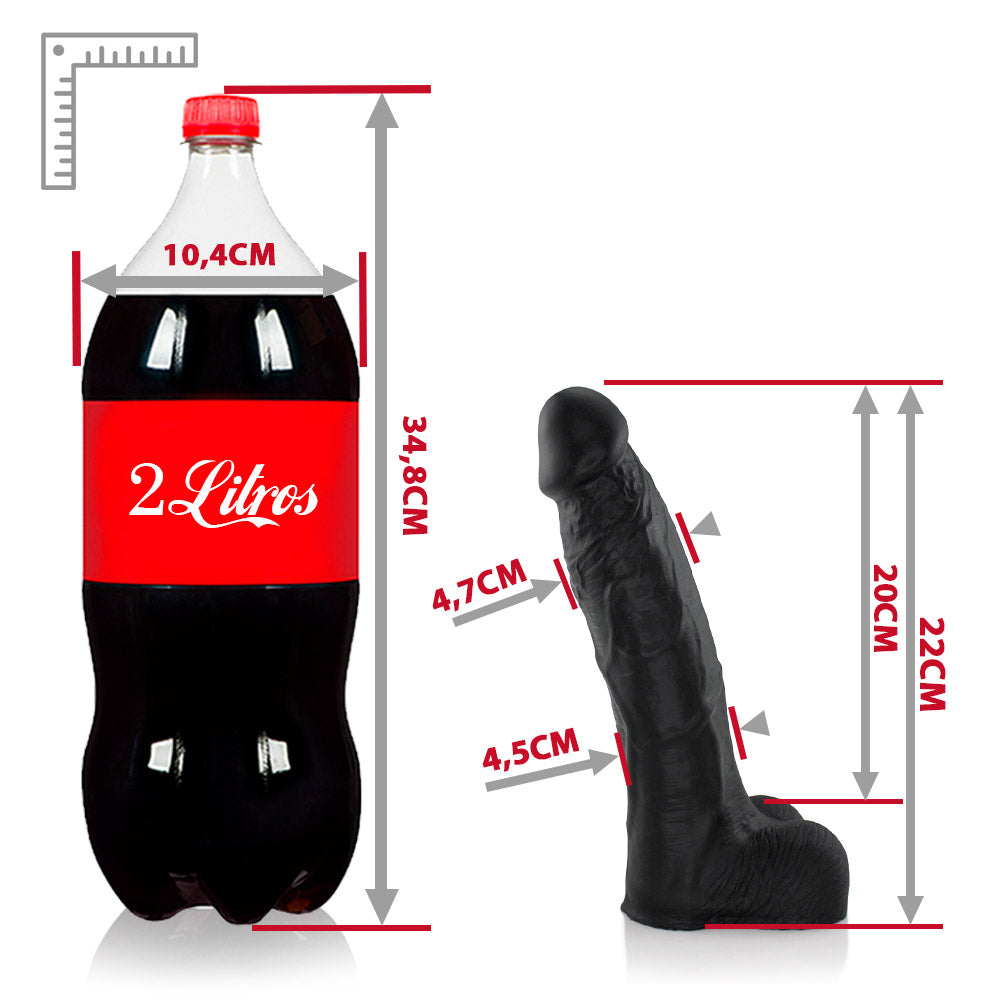 QUERIDÃO - FLEXIBLE REALISTIC PENIS WITH SCROTUM - BLACK - 22 X 5 CM