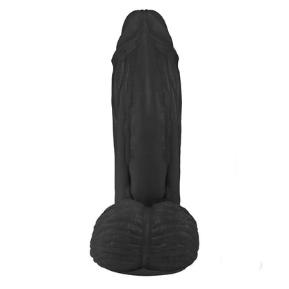 LARGE - FLEXIBLE REALISTIC PENIS WITH SCROTUM AND SUCTION CUP - BLACK - 21 x 6.5 CM