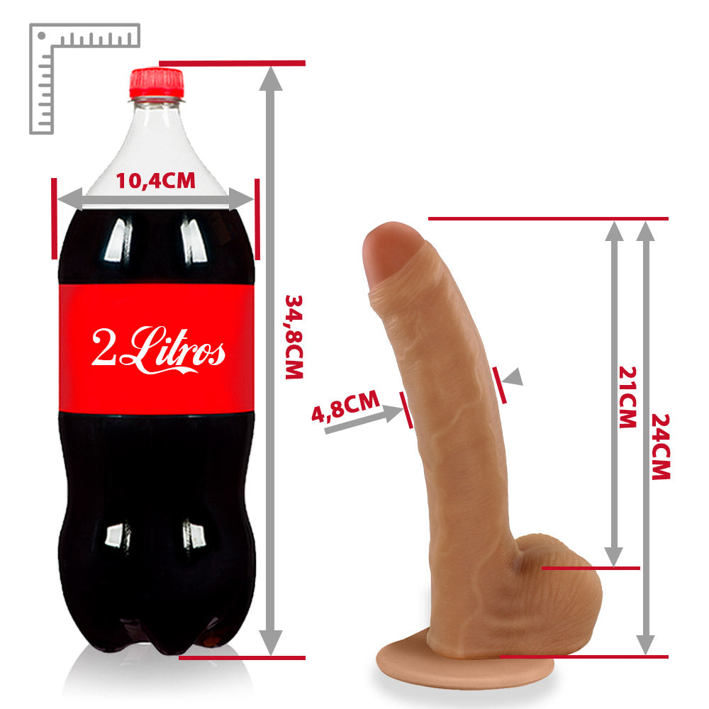 BICHÃO - FLEXIBLE REALISTIC PENIS WITH SCROTUM AND SUCTION CUP - BEIGE - 22 X 5 CM