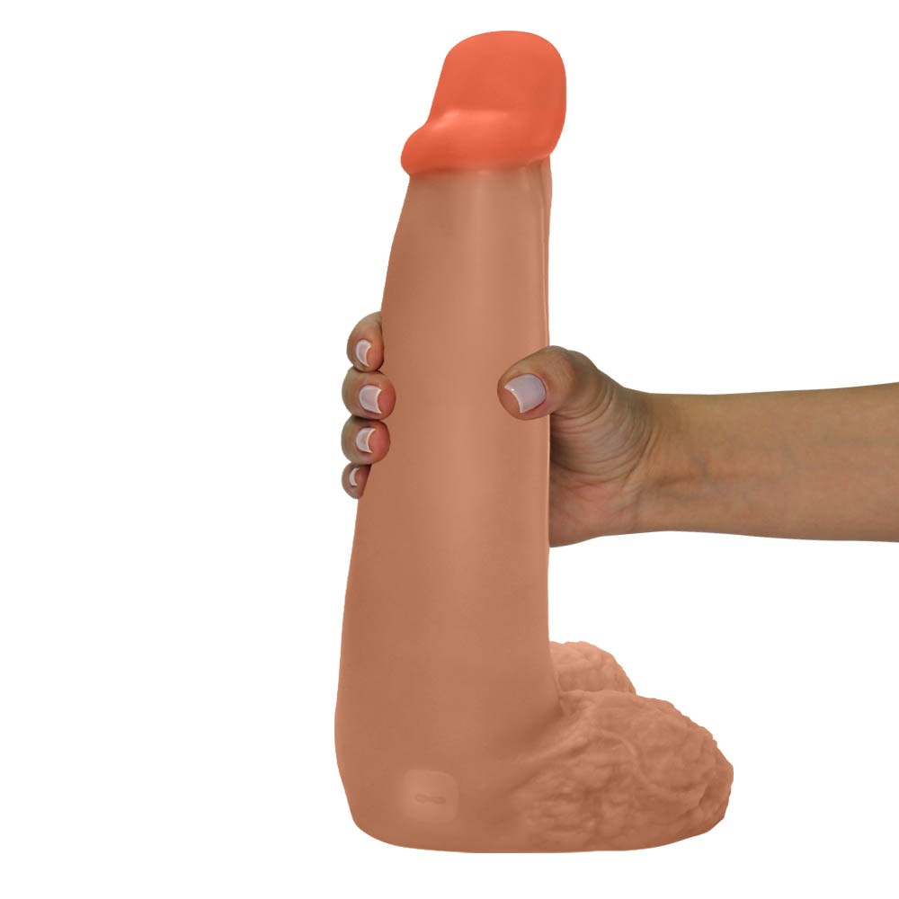 LONGO - GIANT THICK FLEXIBLE REALISTIC PENIS WITH SCROTUM - BEIGE - 28 X 8.3 CM