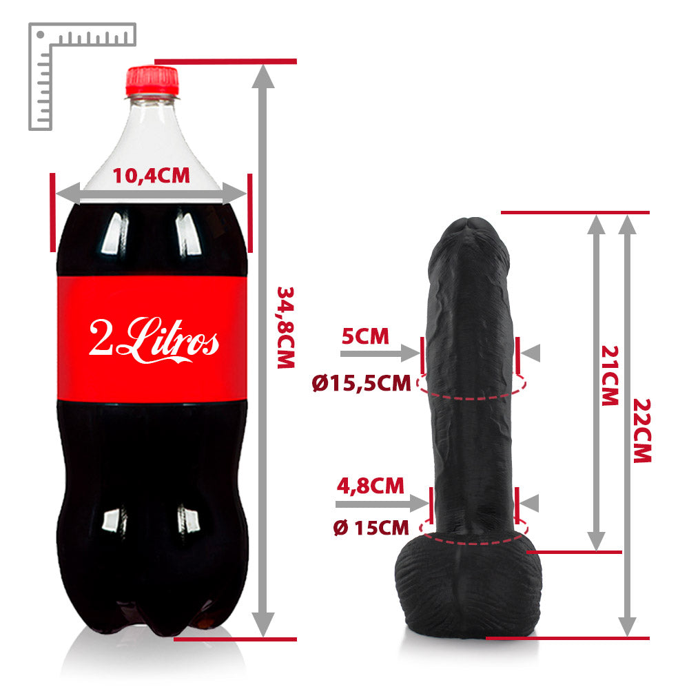 BICHÃO - FLEXIBLE REALISTIC PENIS WITH SCROTUM - BLACK - 22 X 5 CM