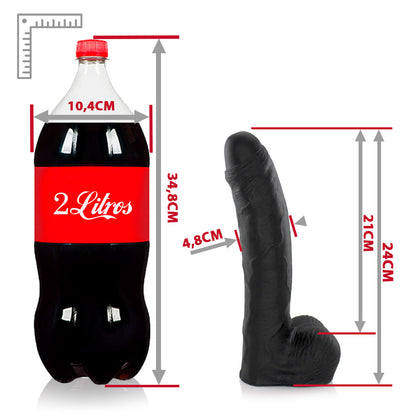 BICHÃO - FLEXIBLE REALISTIC PENIS WITH SCROTUM - BLACK - 22 X 5 CM