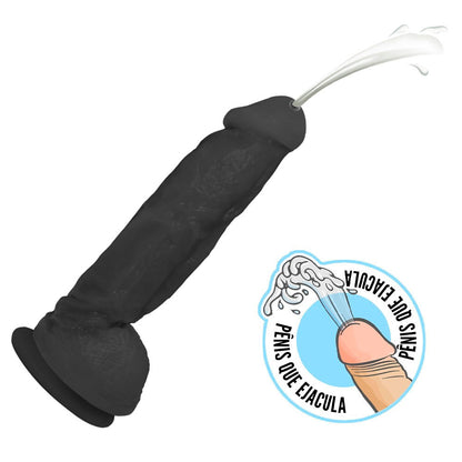 KING - FLEXIBLE EJACULATING REALISTIC PENIS WITH SCROTUM AND SUCTION CUP - BLACK - 19 X 5 CM