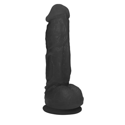 KING - FLEXIBLE EJACULATING REALISTIC PENIS WITH SCROTUM AND SUCTION CUP - BLACK - 19 X 5 CM