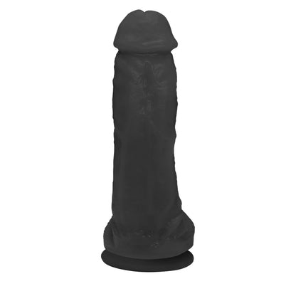 KING - FLEXIBLE EJACULATING REALISTIC PENIS WITH SCROTUM AND SUCTION CUP - BLACK - 19 X 5 CM