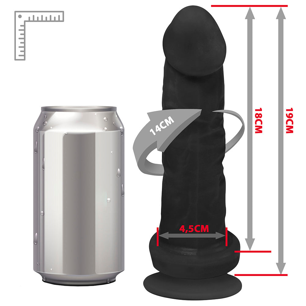 MARTES - FLEXIBLE EJACULATING REALISTIC PENIS WITH SUCTION CUP - BLACK - 19 X 4.5 CM