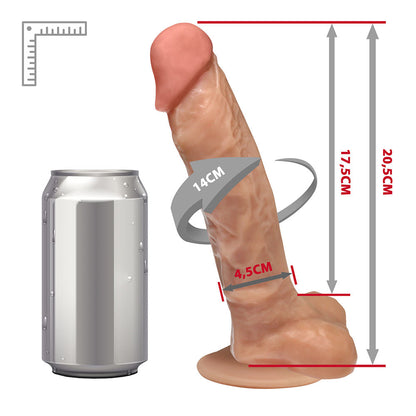 APOLO - FLEXIBLE EJACULATING REALISTIC PENIS WITH SCROTUM AND SUCTION CUP - BEIGE - 20.5 X 4.5 CM