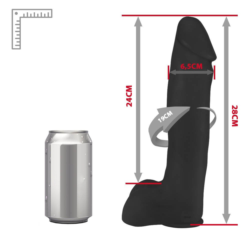 BENGA - GIANT THICK FLEXIBLE REALISTIC PENIS WITH SCROTUM AND SUCTION CUP - BLACK - 28 X 6.5 CM