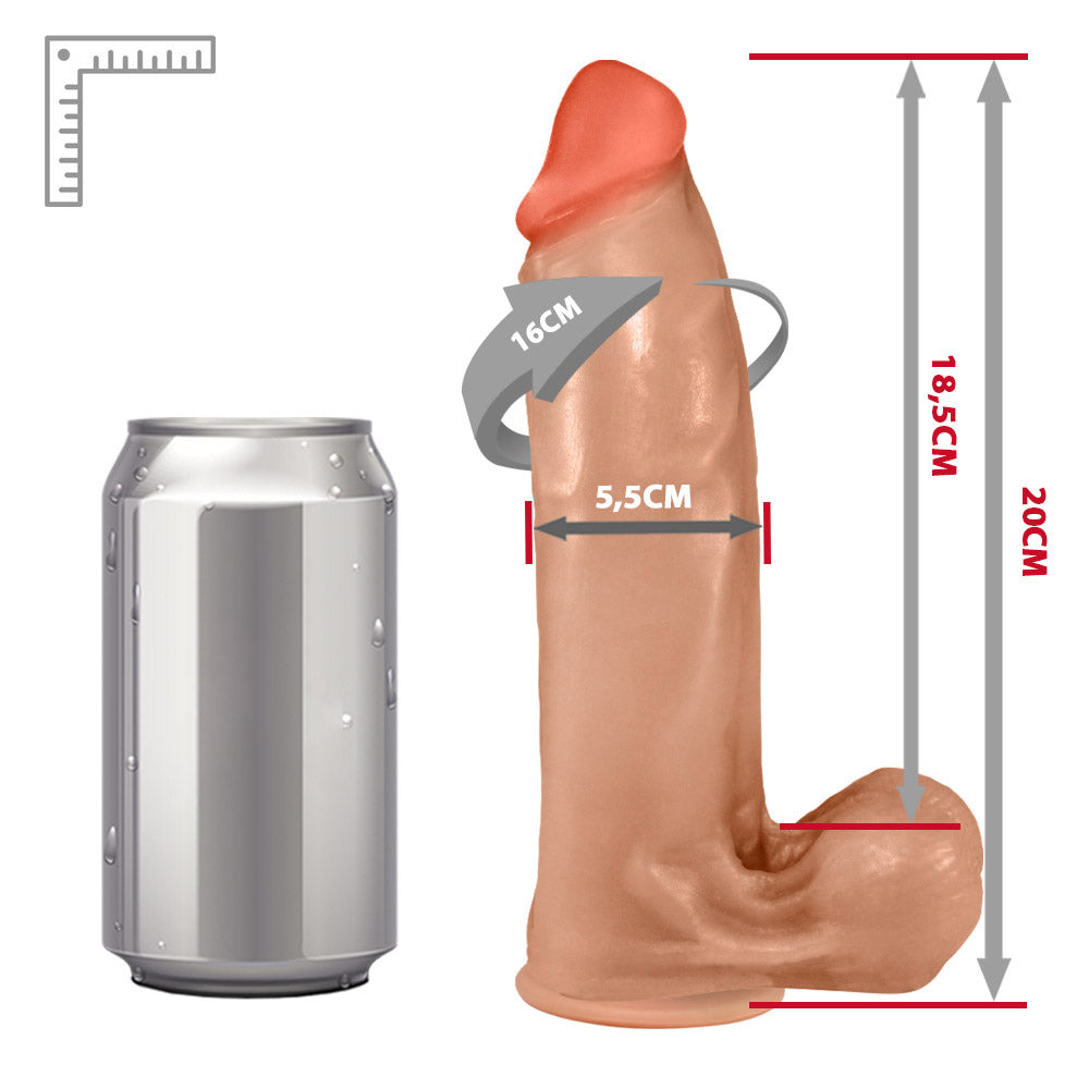 SEDUTOR - FLEXIBLE REALISTIC PENIS WITH SCROTUM AND SUCTION CUP - BEIGE - 20 X 5.5 CM