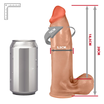 SEDUTOR - FLEXIBLE REALISTIC PENIS WITH SCROTUM AND SUCTION CUP - BEIGE - 20 X 5.5 CM