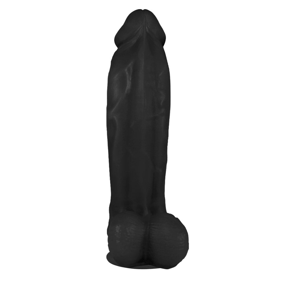 SEDUTOR - FLEXIBLE REALISTIC PENIS WITH SCROTUM AND SUCTION CUP - BLACK - 20 X 5.5 CM