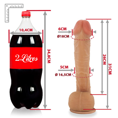 CABEÇÃO - MASSIVE FLEXIBLE REALISTIC PENIS WITH SCROTUM AND SUCTION CUP - BEIGE - 31 X 6 CM