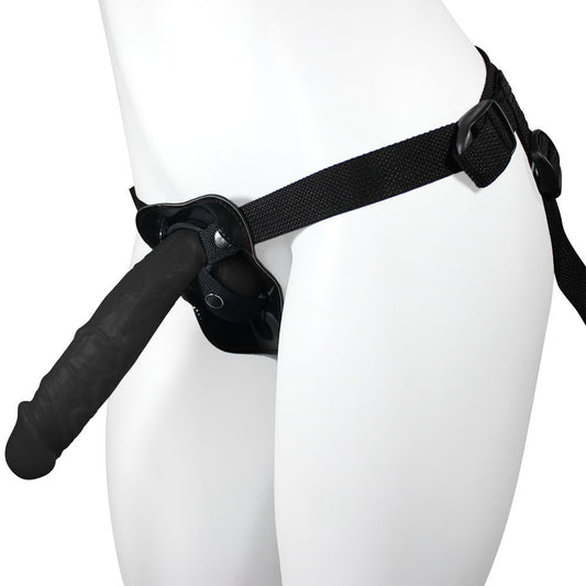 APOLO - ADJUSTABLE STRAP-ON WITH REALISTIC PENIS - BLACK - 20.5 X 4.5 CM