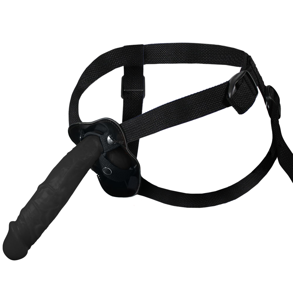 APOLO - ADJUSTABLE STRAP-ON WITH REALISTIC PENIS - BLACK - 20.5 X 4.5 CM