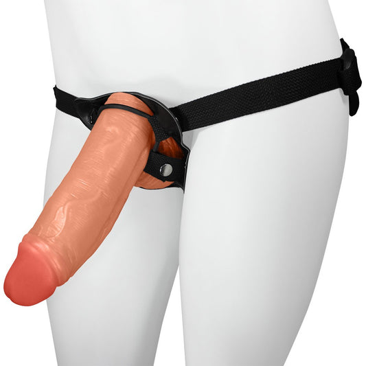 LARGE - ADJUSTABLE STRAP-ON WITH REALISTIC PENIS - BEIGE - 21 X 6.5 CM