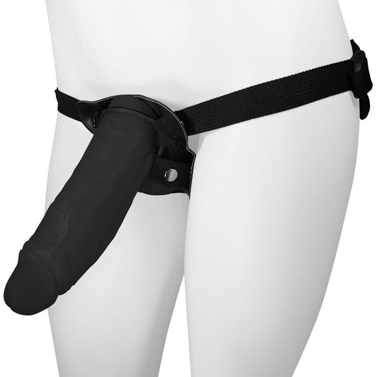 LARGE - ADJUSTABLE STRAP-ON WITH REALISTIC PENIS - BLACK - 21 X 6.5 CM
