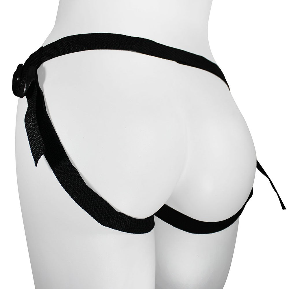 LARGE - ADJUSTABLE STRAP-ON WITH REALISTIC PENIS - BLACK - 21 X 6.5 CM