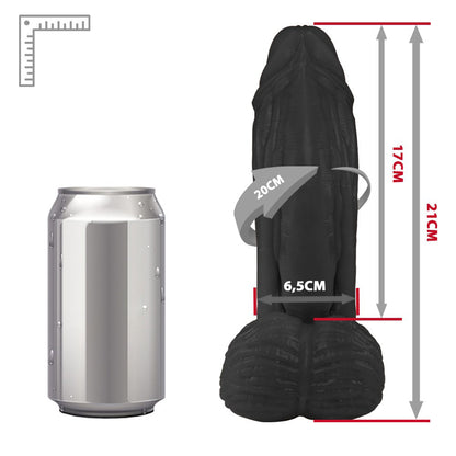 LARGE - ADJUSTABLE STRAP-ON WITH REALISTIC PENIS - BLACK - 21 X 6.5 CM