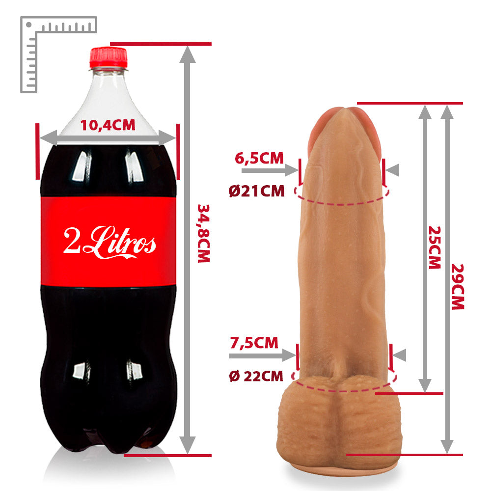 MOZÃO - FLEXIBLE REALISTIC PENIS WITH SCROTUM AND SUCTION CUP - BEIGE - 29 X 7.5 CM