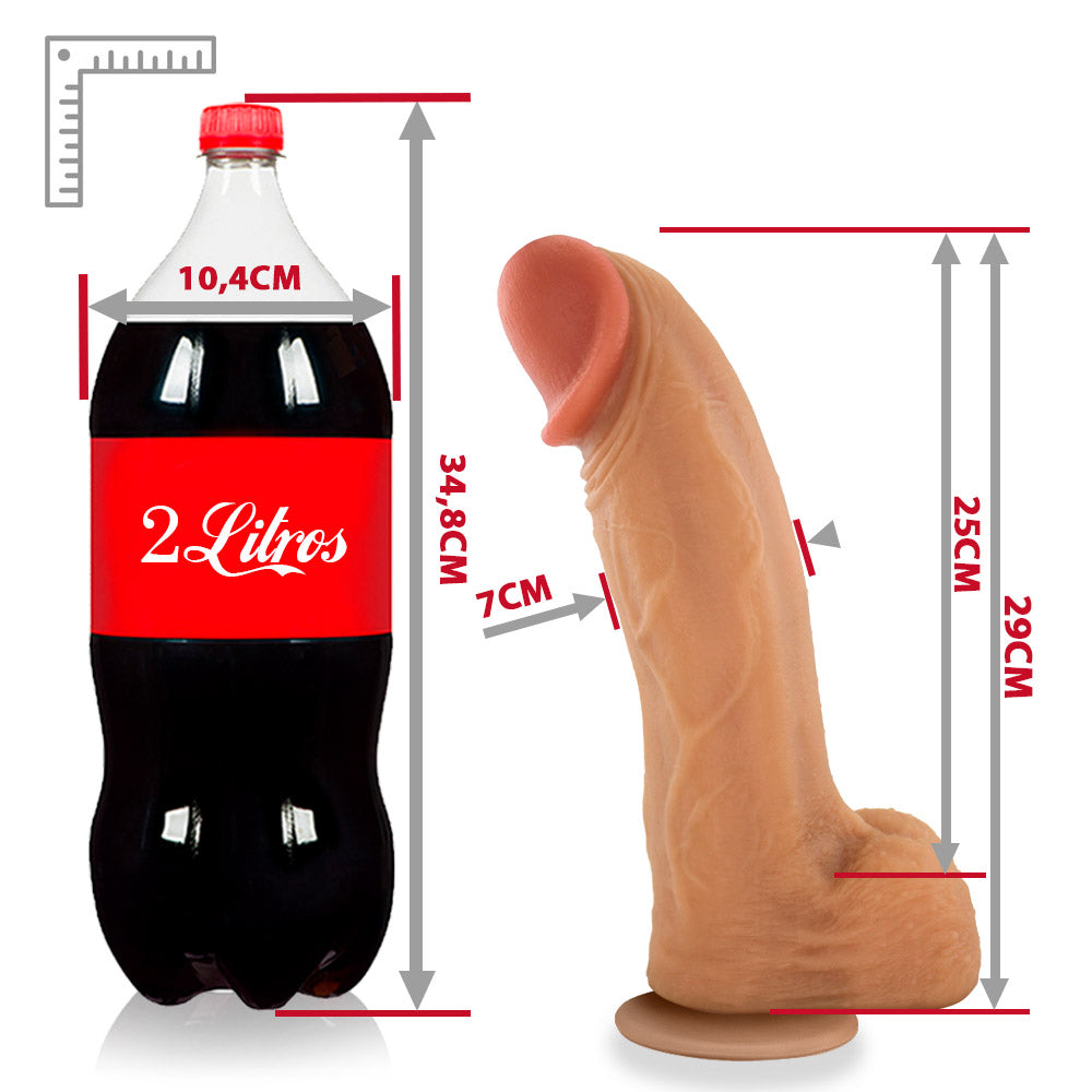 MOZÃO - FLEXIBLE REALISTIC PENIS WITH SCROTUM AND SUCTION CUP - BEIGE - 29 X 7.5 CM