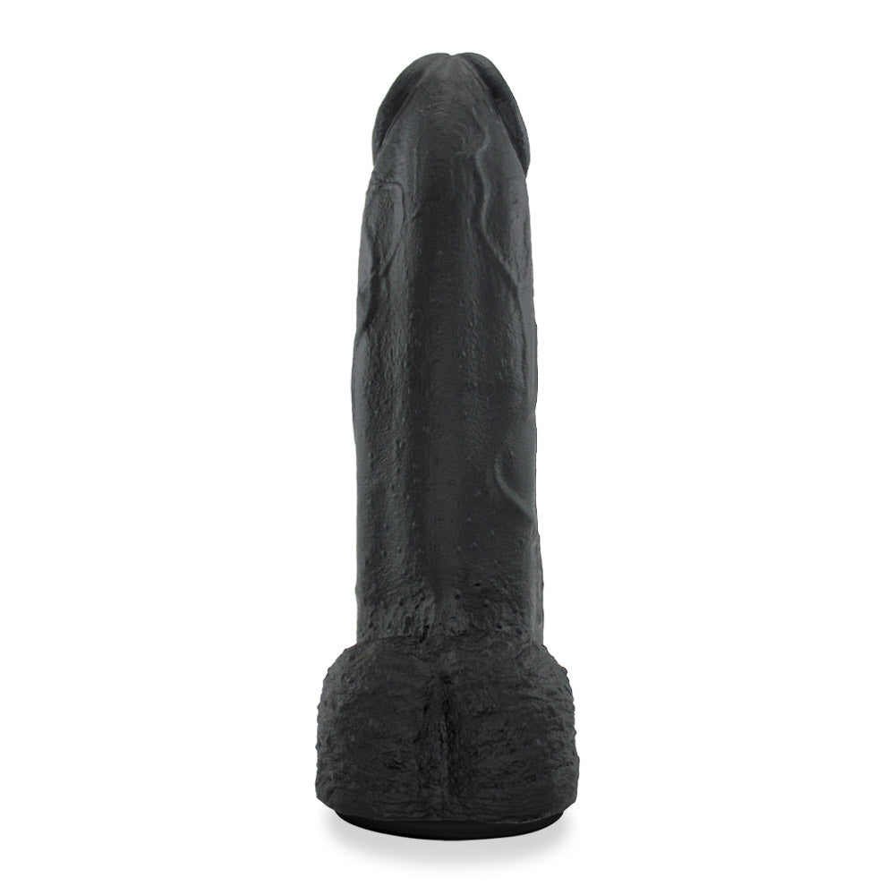 MOZÃO - FLEXIBLE REALISTIC PENIS WITH SCROTUM AND SUCTION CUP - BLACK - 29 X 7.5 CM