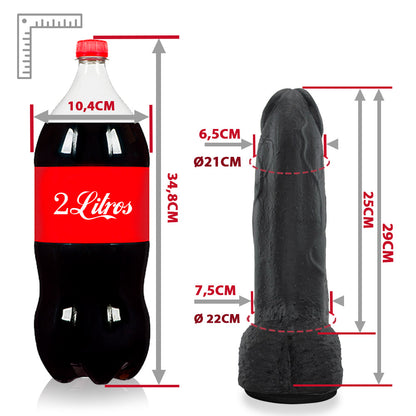 MOZÃO - FLEXIBLE REALISTIC PENIS WITH SCROTUM AND SUCTION CUP - BLACK - 29 X 7.5 CM