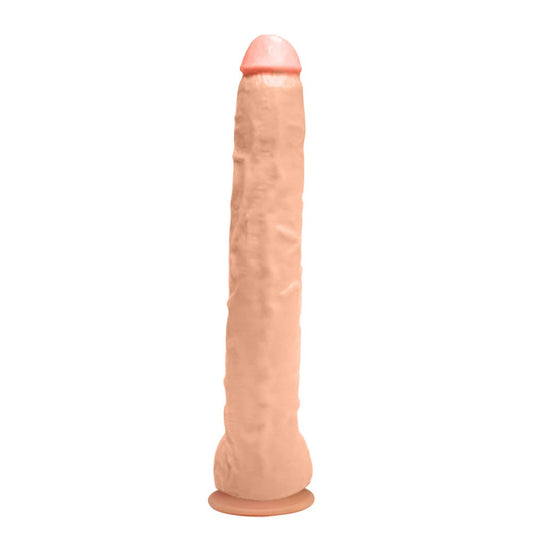 NEGÃO DA PICONA - GIANT THICK FLEXIBLE REALISTIC PENIS WITH SCROTUM AND SUCTION CUP - BEIGE - 37 X 5 CM