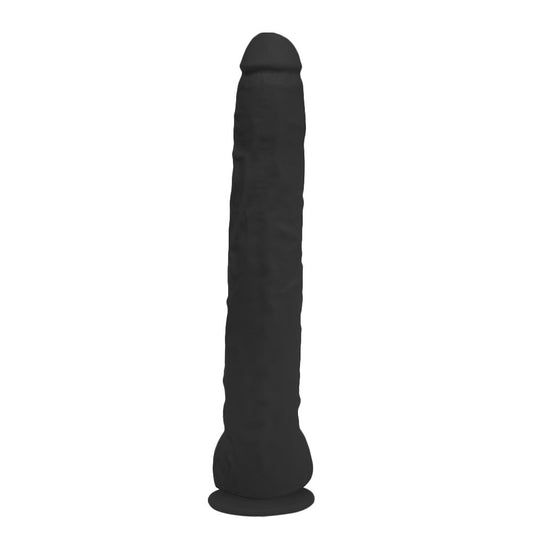 NEGÃO DA PICONA - GIANT THICK FLEXIBLE REALISTIC PENIS WITH SCROTUM AND SUCTION CUP - BLACK - 37 X 5 CM