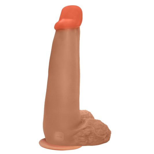 LONGO - GIANT THICK FLEXIBLE REALISTIC PENIS WITH SCROTUM AND SUCTION CUP - BEIGE - 28 X 8.3 CM